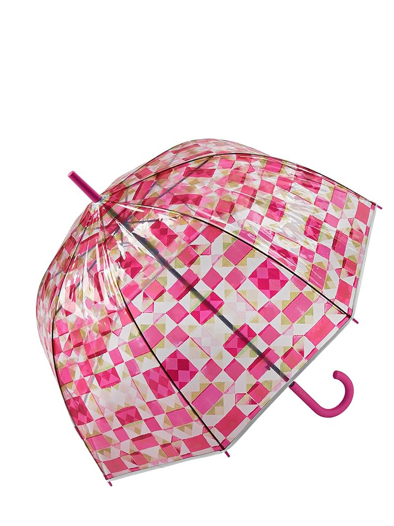 Pitkä Esprit sateenvarjo punainen/ läpinäkyvä