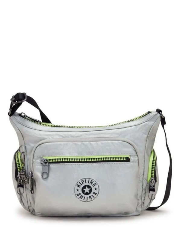 Kipling Gabbie S olkalaukku Hopea/ Lime